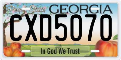 GA license plate CXD5070