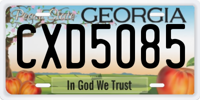 GA license plate CXD5085