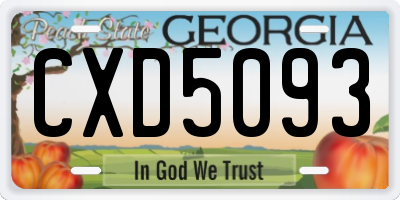 GA license plate CXD5093