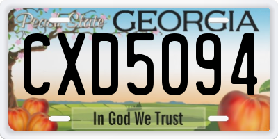 GA license plate CXD5094