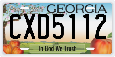 GA license plate CXD5112