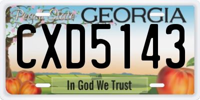 GA license plate CXD5143