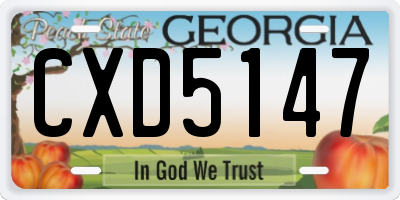 GA license plate CXD5147