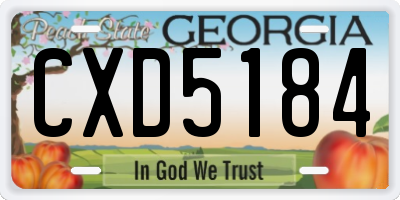 GA license plate CXD5184