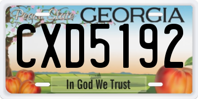 GA license plate CXD5192