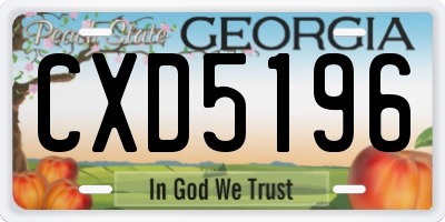 GA license plate CXD5196