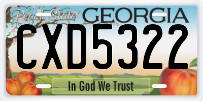 GA license plate CXD5322