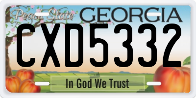 GA license plate CXD5332