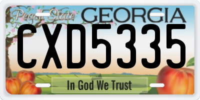 GA license plate CXD5335