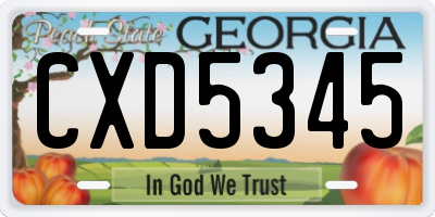 GA license plate CXD5345