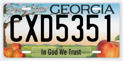 GA license plate CXD5351