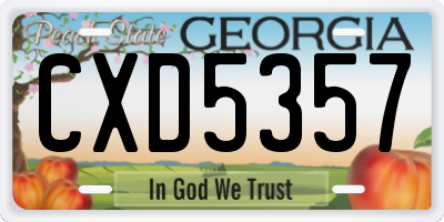 GA license plate CXD5357