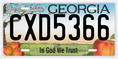 GA license plate CXD5366