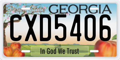 GA license plate CXD5406
