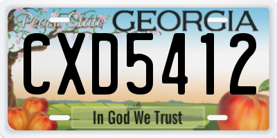 GA license plate CXD5412