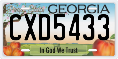GA license plate CXD5433
