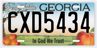 GA license plate CXD5434