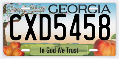 GA license plate CXD5458