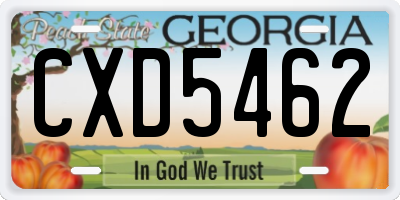 GA license plate CXD5462