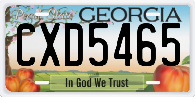 GA license plate CXD5465