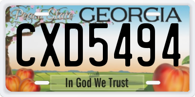 GA license plate CXD5494