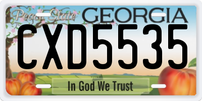 GA license plate CXD5535