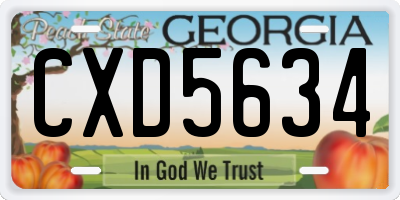 GA license plate CXD5634
