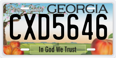 GA license plate CXD5646