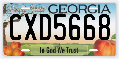 GA license plate CXD5668