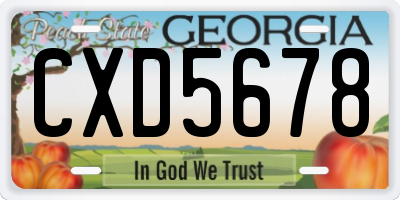 GA license plate CXD5678