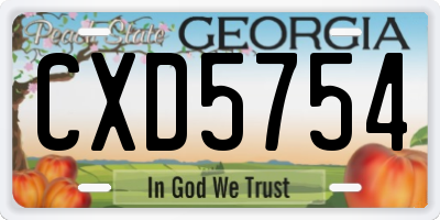 GA license plate CXD5754