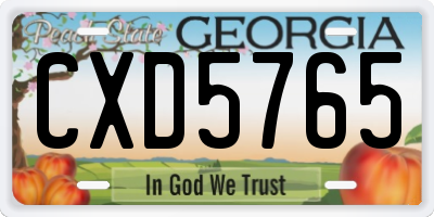 GA license plate CXD5765