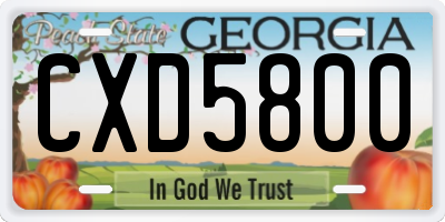 GA license plate CXD5800