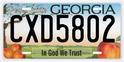 GA license plate CXD5802