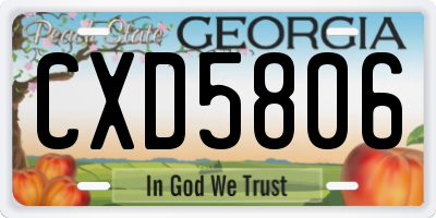 GA license plate CXD5806