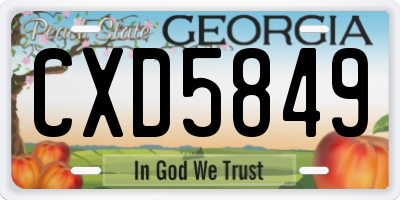 GA license plate CXD5849