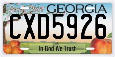 GA license plate CXD5926