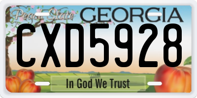 GA license plate CXD5928