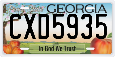 GA license plate CXD5935
