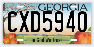 GA license plate CXD5940
