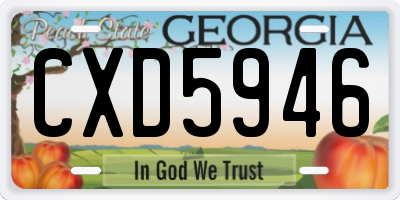 GA license plate CXD5946