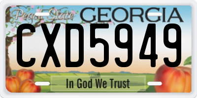 GA license plate CXD5949