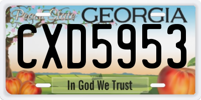 GA license plate CXD5953
