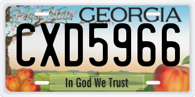 GA license plate CXD5966
