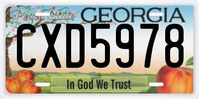 GA license plate CXD5978