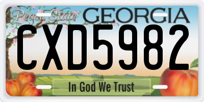 GA license plate CXD5982