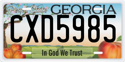 GA license plate CXD5985