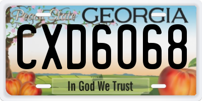 GA license plate CXD6068