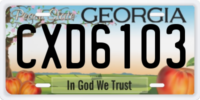 GA license plate CXD6103