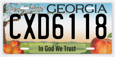GA license plate CXD6118